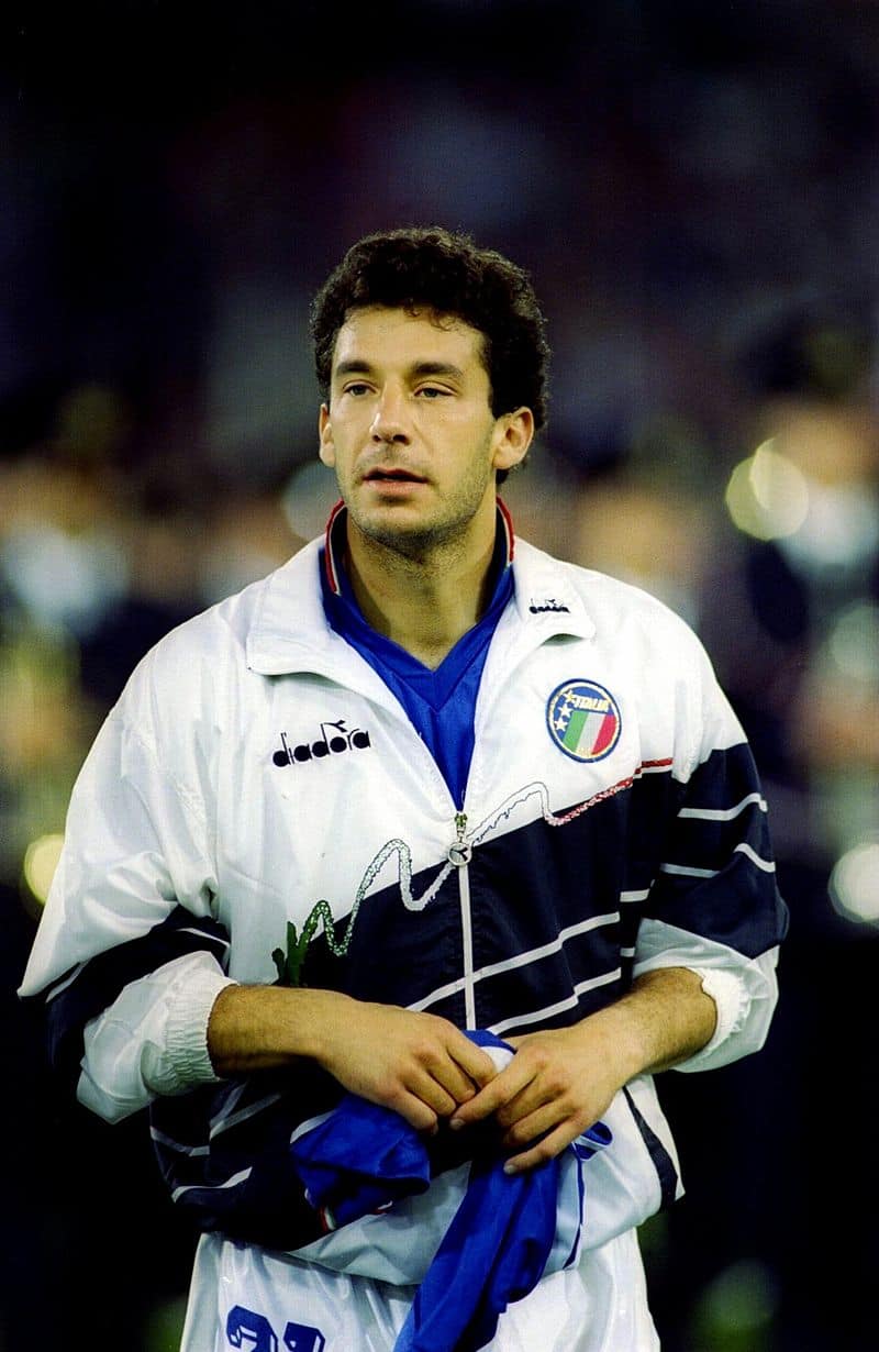 Gianluca Vialli con la maglia della nazionale ai mondiali di Italia '90.
